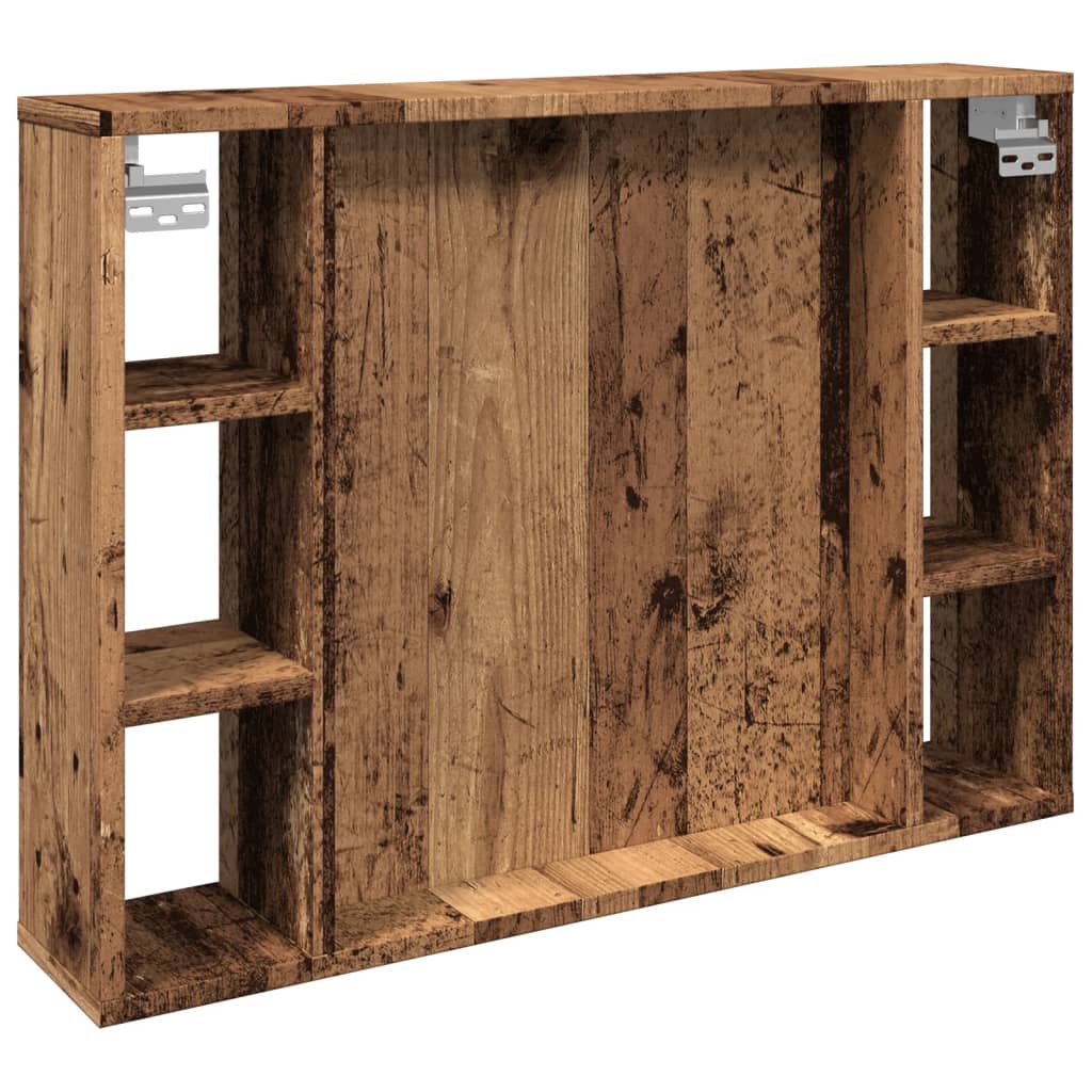 Spiegelkast met LED 76x15x55 cm bewerkt hout oud houtkleurig is nu te koop bij PeponiXL, paradijselijk wonen!