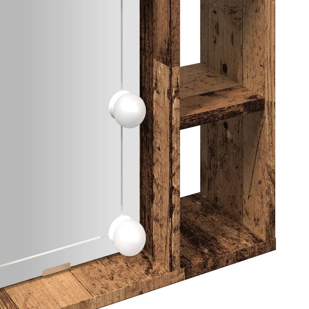 Spiegelkast met LED 76x15x55 cm bewerkt hout oud houtkleurig is nu te koop bij PeponiXL, paradijselijk wonen!