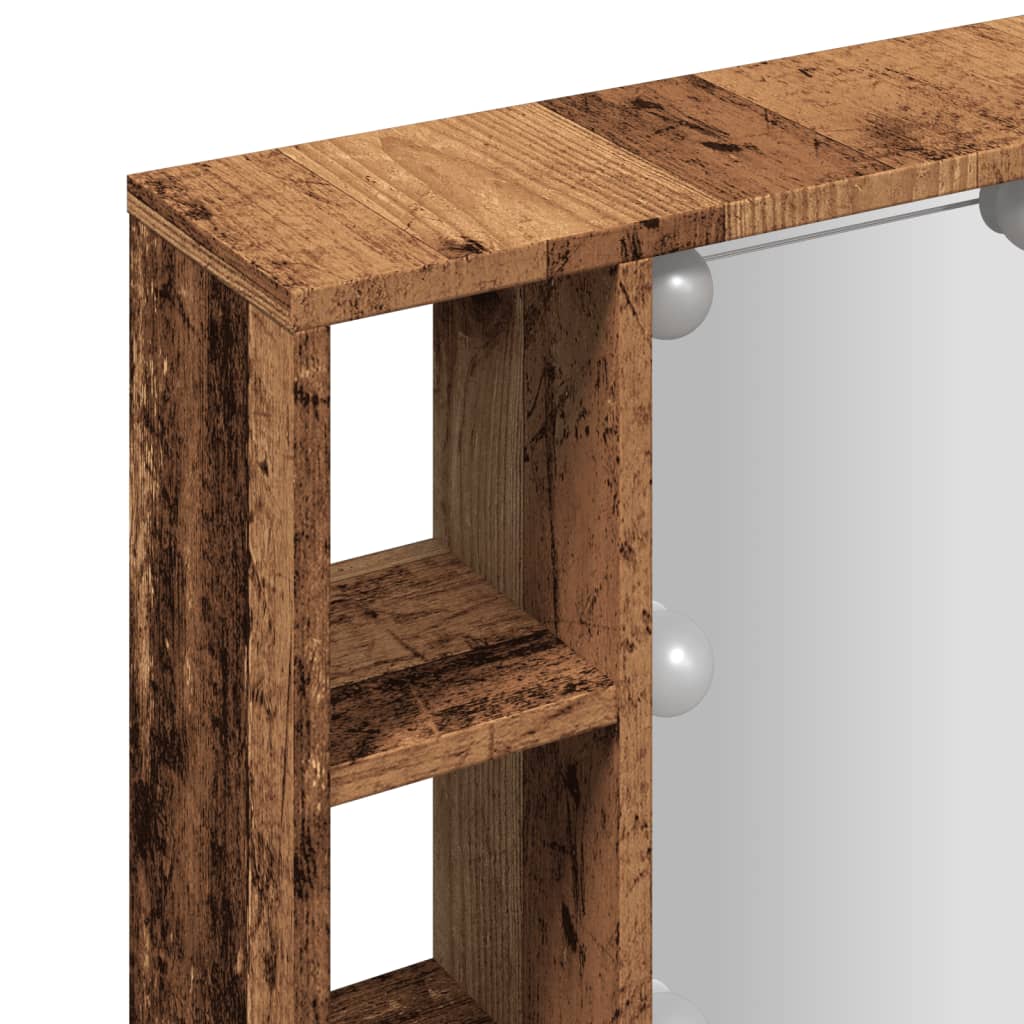 Spiegelkast met LED 76x15x55 cm bewerkt hout oud houtkleurig is nu te koop bij PeponiXL, paradijselijk wonen!