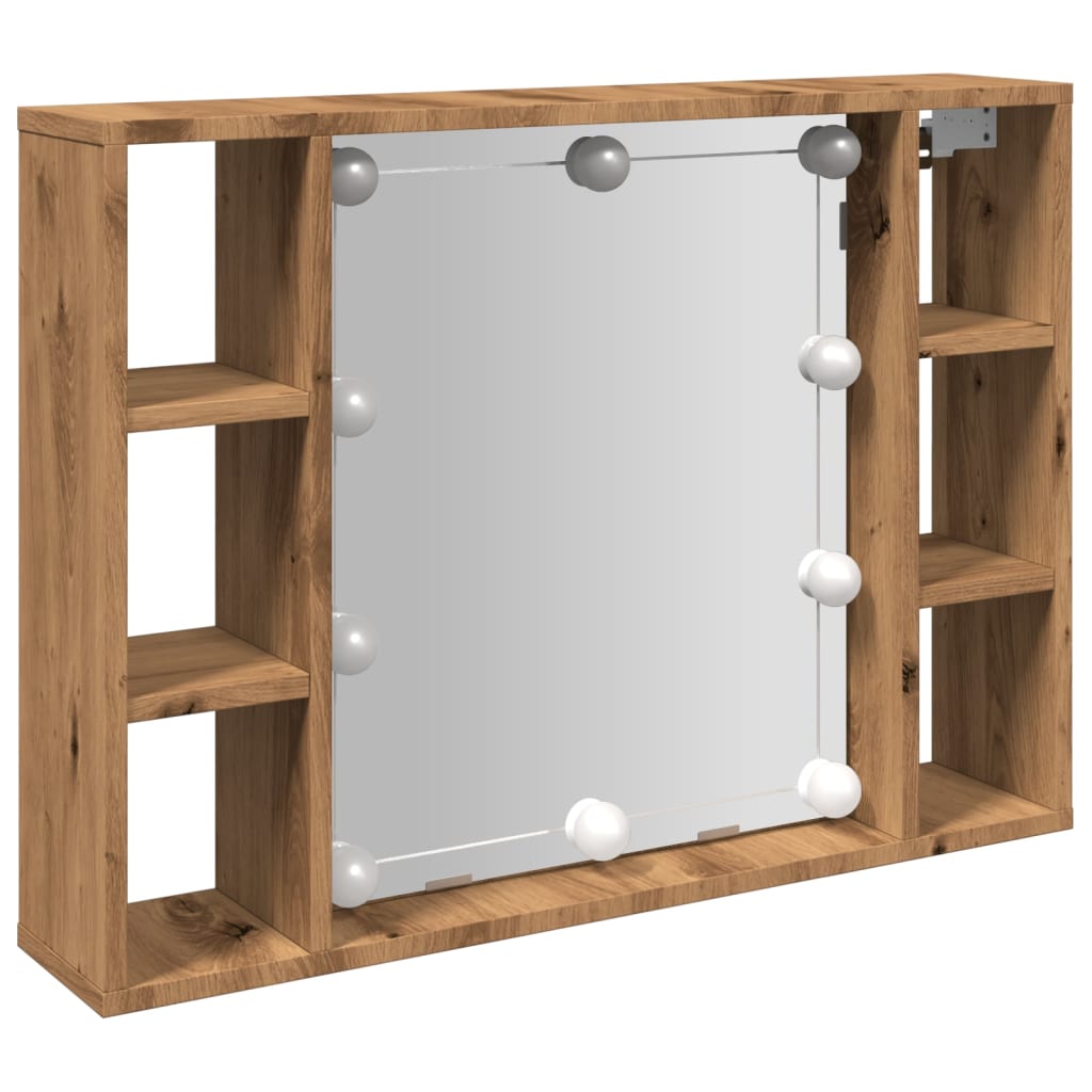 Spiegelkast met LED 76x15x55 cm bewerkt hout artisanaal eiken is nu te koop bij PeponiXL, paradijselijk wonen!