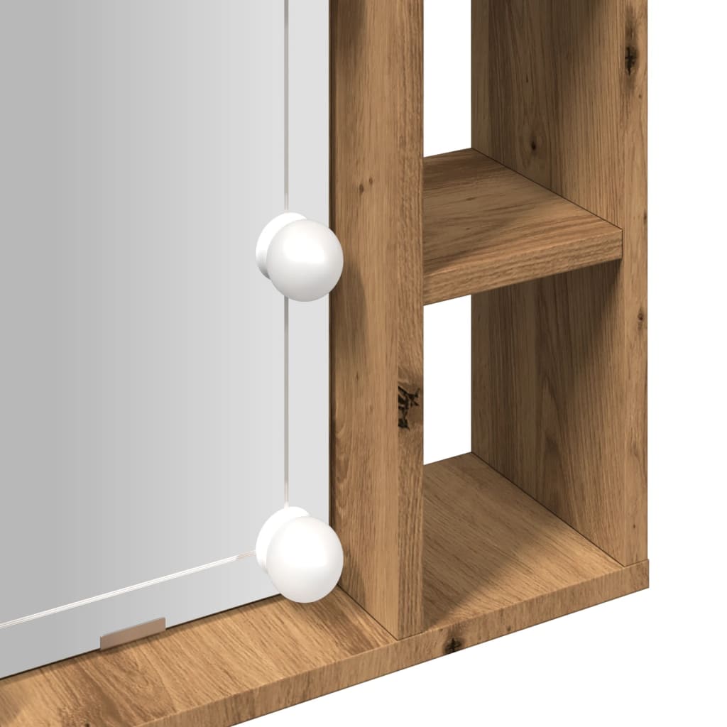 Spiegelkast met LED 76x15x55 cm bewerkt hout artisanaal eiken is nu te koop bij PeponiXL, paradijselijk wonen!