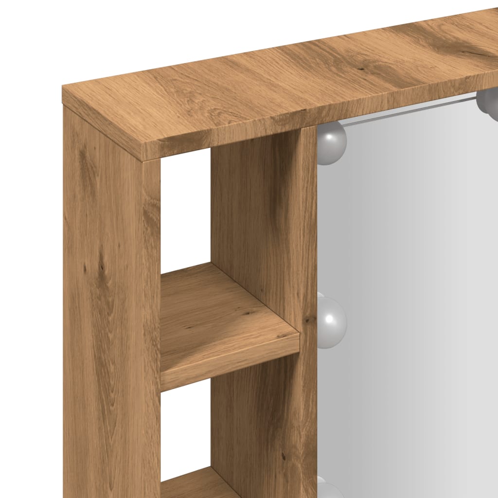 Spiegelkast met LED 76x15x55 cm bewerkt hout artisanaal eiken is nu te koop bij PeponiXL, paradijselijk wonen!