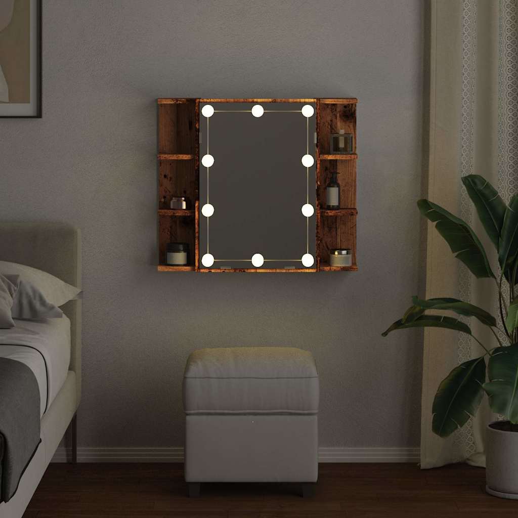Spiegelkast met LED-verlichting 70x16,5x60 cm oud houtkleurig is nu te koop bij PeponiXL, paradijselijk wonen!