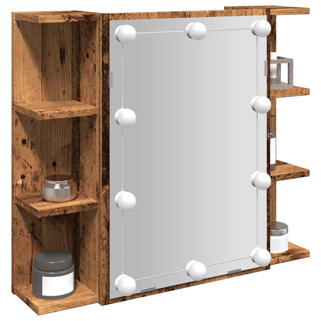 Spiegelkast met LED-verlichting 70x16,5x60 cm oud houtkleurig is nu te koop bij PeponiXL, paradijselijk wonen!