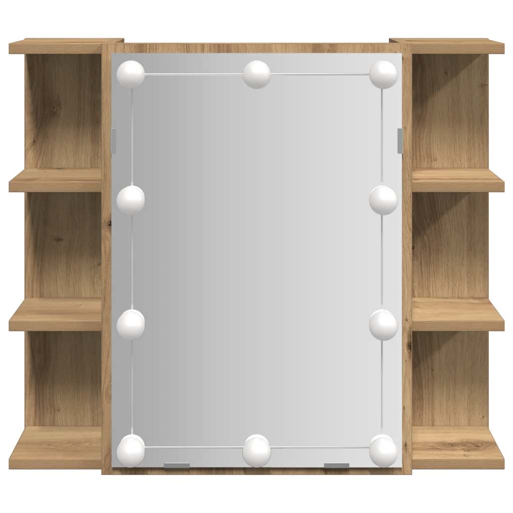 Spiegelkast met LED 70x16,5x60 cm artisanaal eikenkleur is nu te koop bij PeponiXL, paradijselijk wonen!