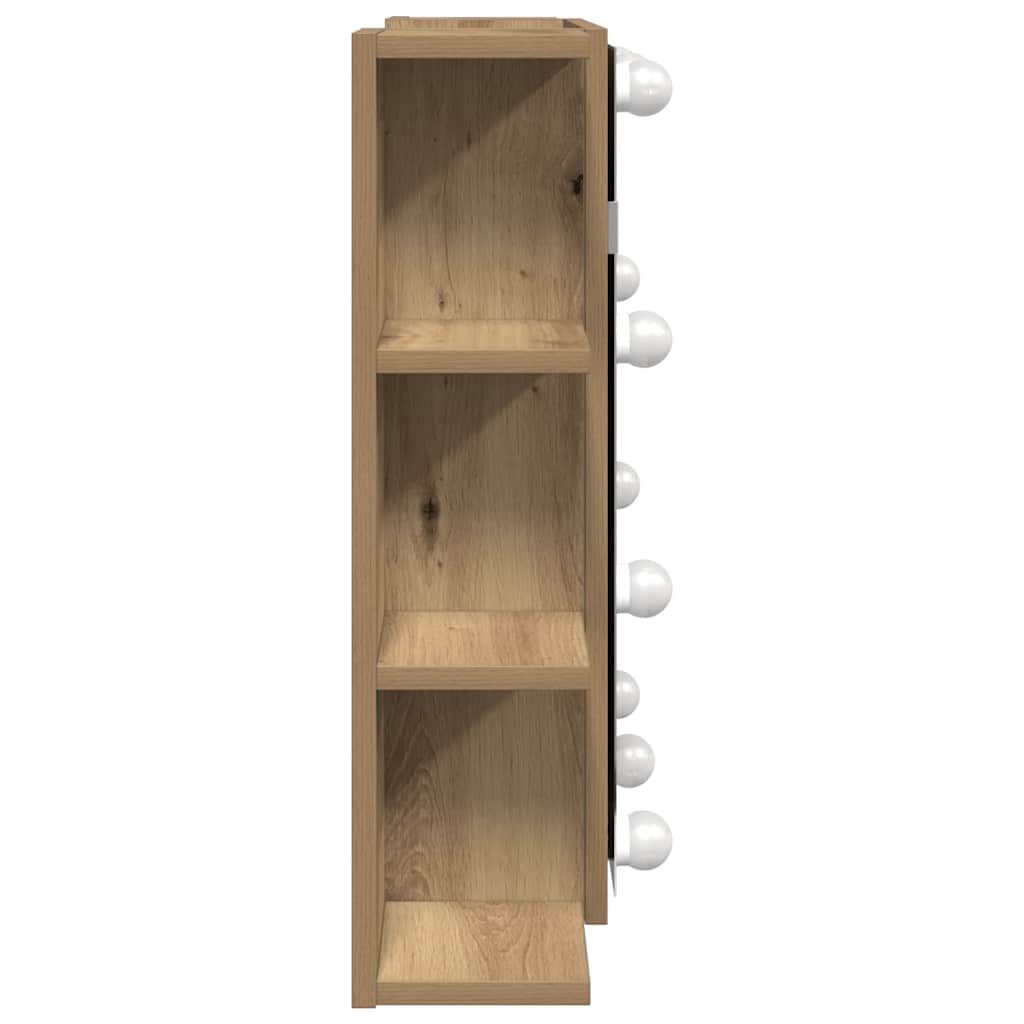 Spiegelkast met LED 70x16,5x60 cm artisanaal eikenkleur is nu te koop bij PeponiXL, paradijselijk wonen!