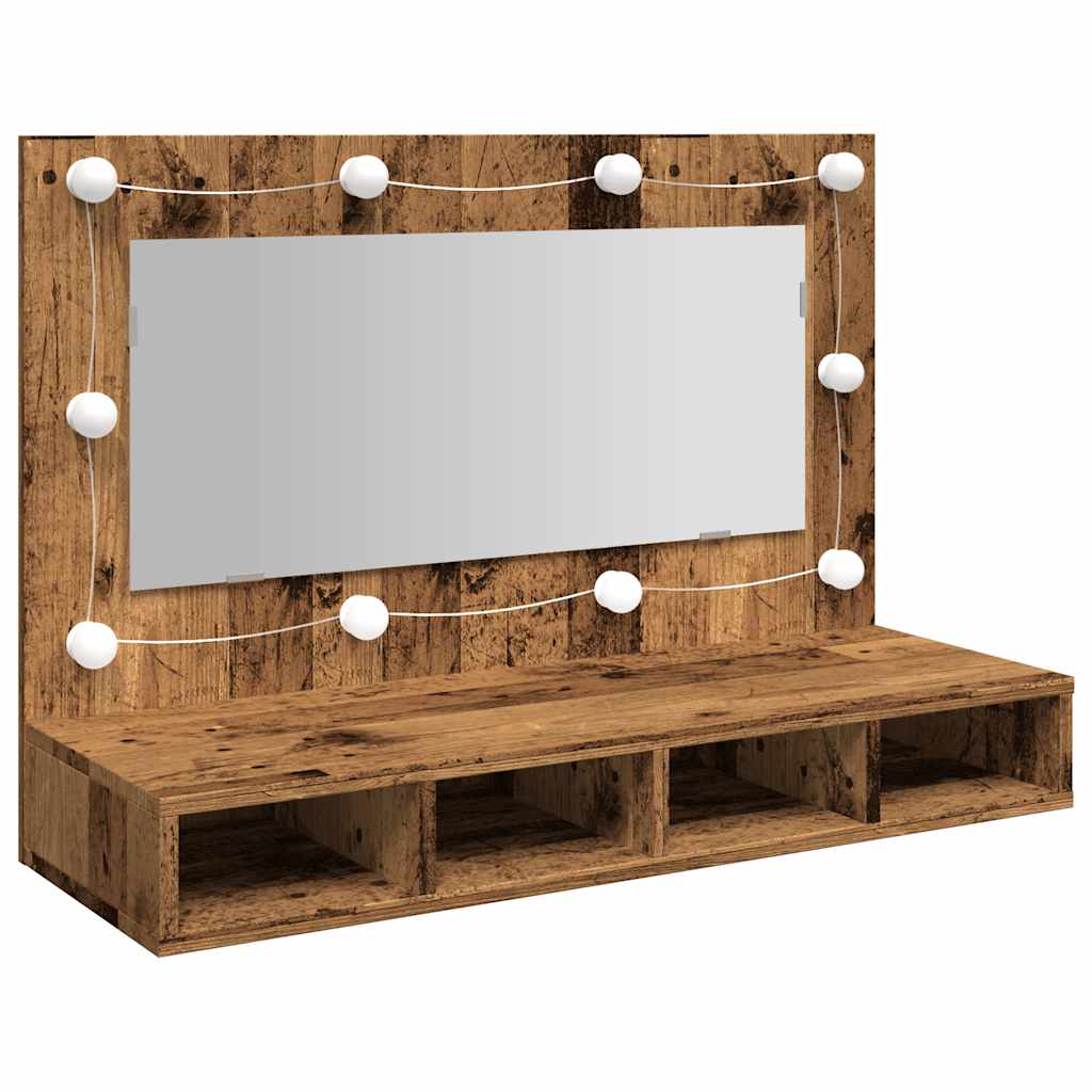 Spiegelkast met LED-verlichting 90x31,5x62 cm oud houtkleurig is nu te koop bij PeponiXL, paradijselijk wonen!