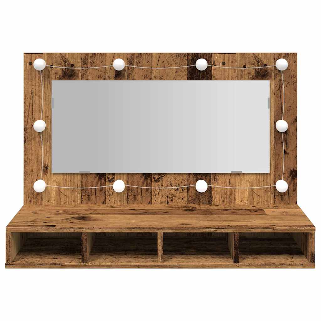 Spiegelkast met LED-verlichting 90x31,5x62 cm oud houtkleurig is nu te koop bij PeponiXL, paradijselijk wonen!