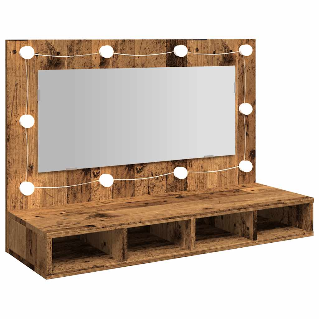 Spiegelkast met LED-verlichting 90x31,5x62 cm oud houtkleurig is nu te koop bij PeponiXL, paradijselijk wonen!