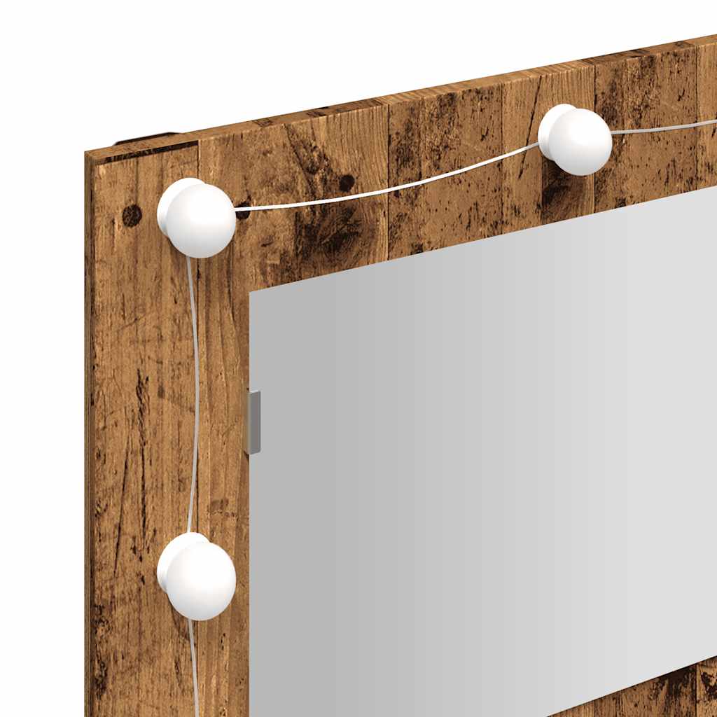 Spiegelkast met LED-verlichting 90x31,5x62 cm oud houtkleurig is nu te koop bij PeponiXL, paradijselijk wonen!