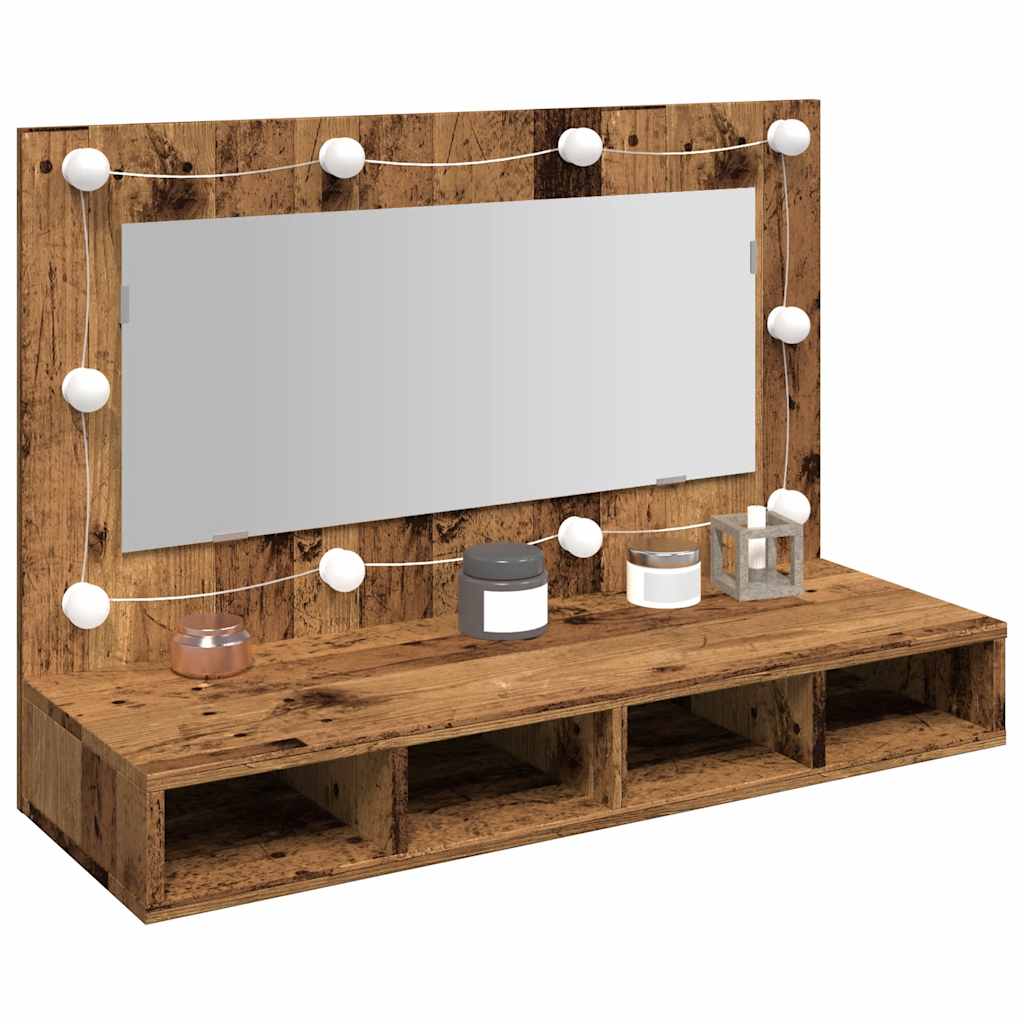 Spiegelkast met LED-verlichting 90x31,5x62 cm oud houtkleurig is nu te koop bij PeponiXL, paradijselijk wonen!