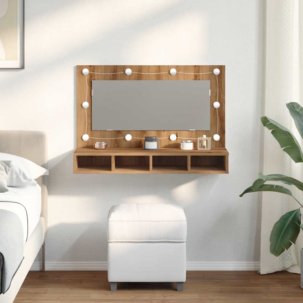 Spiegelkast met LED Artisan Eiken 90x31,5x62 cm is nu te koop bij PeponiXL, paradijselijk wonen!