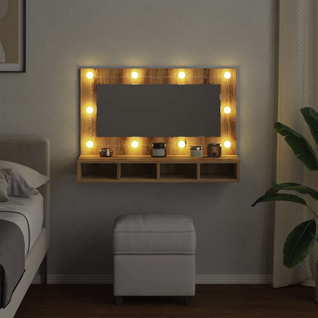 Spiegelkast met LED Artisan Eiken 90x31,5x62 cm is nu te koop bij PeponiXL, paradijselijk wonen!