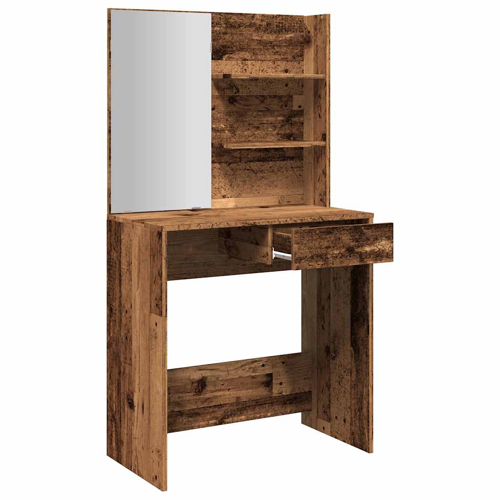 Kaptafel met spiegel 74,5x40x141 cm oud houtkleurig is nu te koop bij PeponiXL, paradijselijk wonen!
