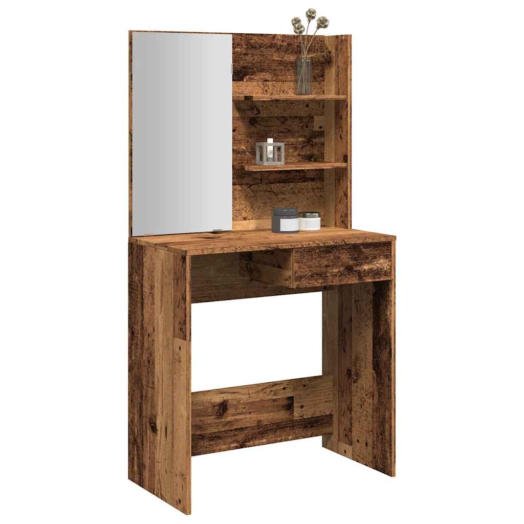 Kaptafel met spiegel 74,5x40x141 cm oud houtkleurig is nu te koop bij PeponiXL, paradijselijk wonen!