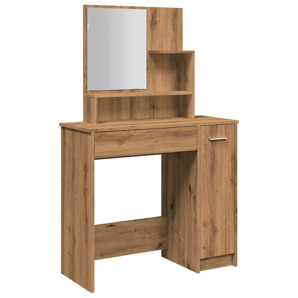 Kaptafel met spiegel 74,5x40x141 cm artisanaal eikenkleur is nu te koop bij PeponiXL, paradijselijk wonen!