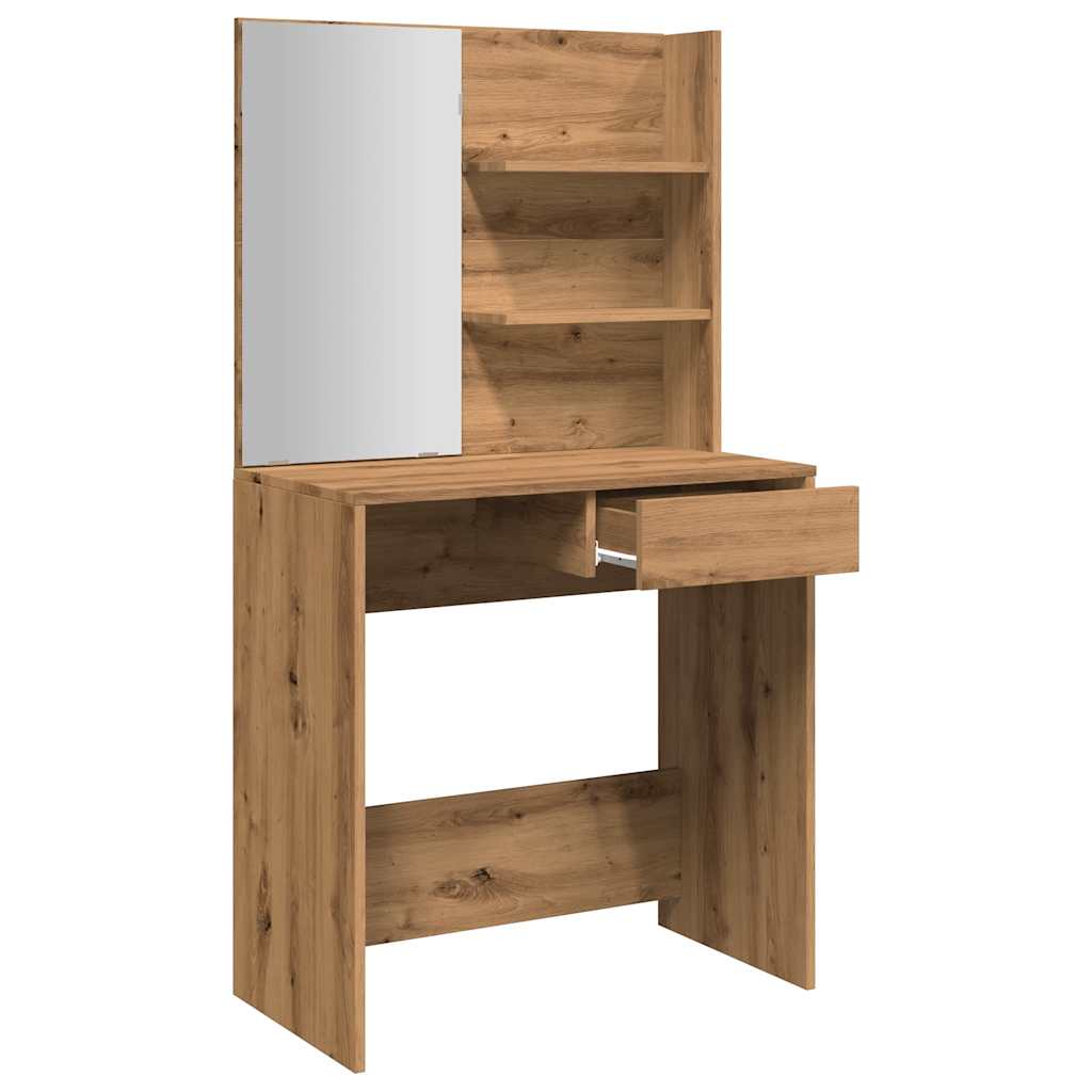 Kaptafel met spiegel 74,5x40x141 cm artisanaal eikenkleur is nu te koop bij PeponiXL, paradijselijk wonen!