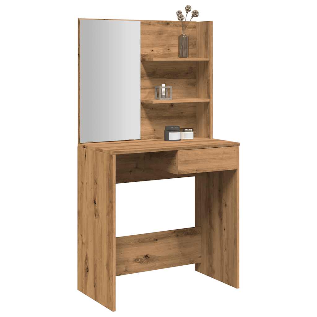 Kaptafel met spiegel 74,5x40x141 cm artisanaal eikenkleur is nu te koop bij PeponiXL, paradijselijk wonen!