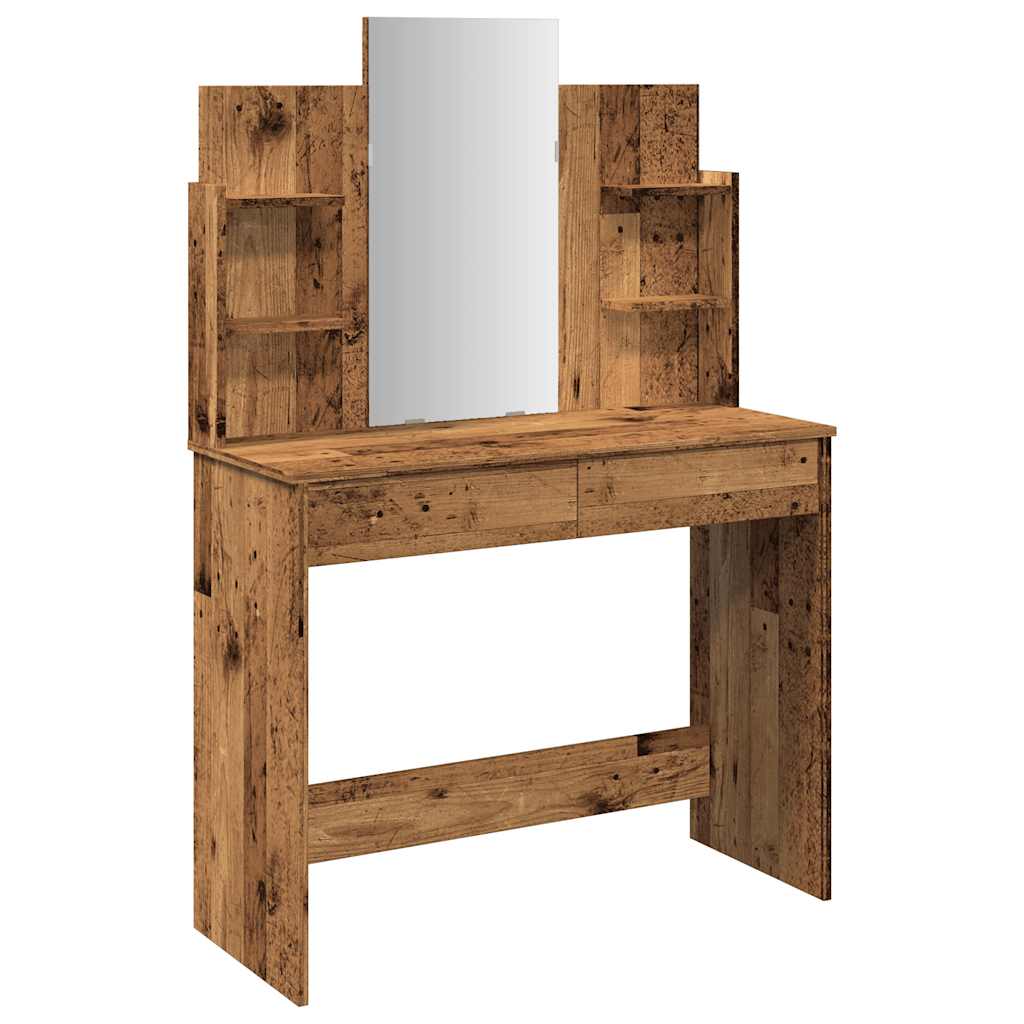 Kaptafel met spiegel 96x39x142 cm oud houtkleurig is nu te koop bij PeponiXL, paradijselijk wonen!