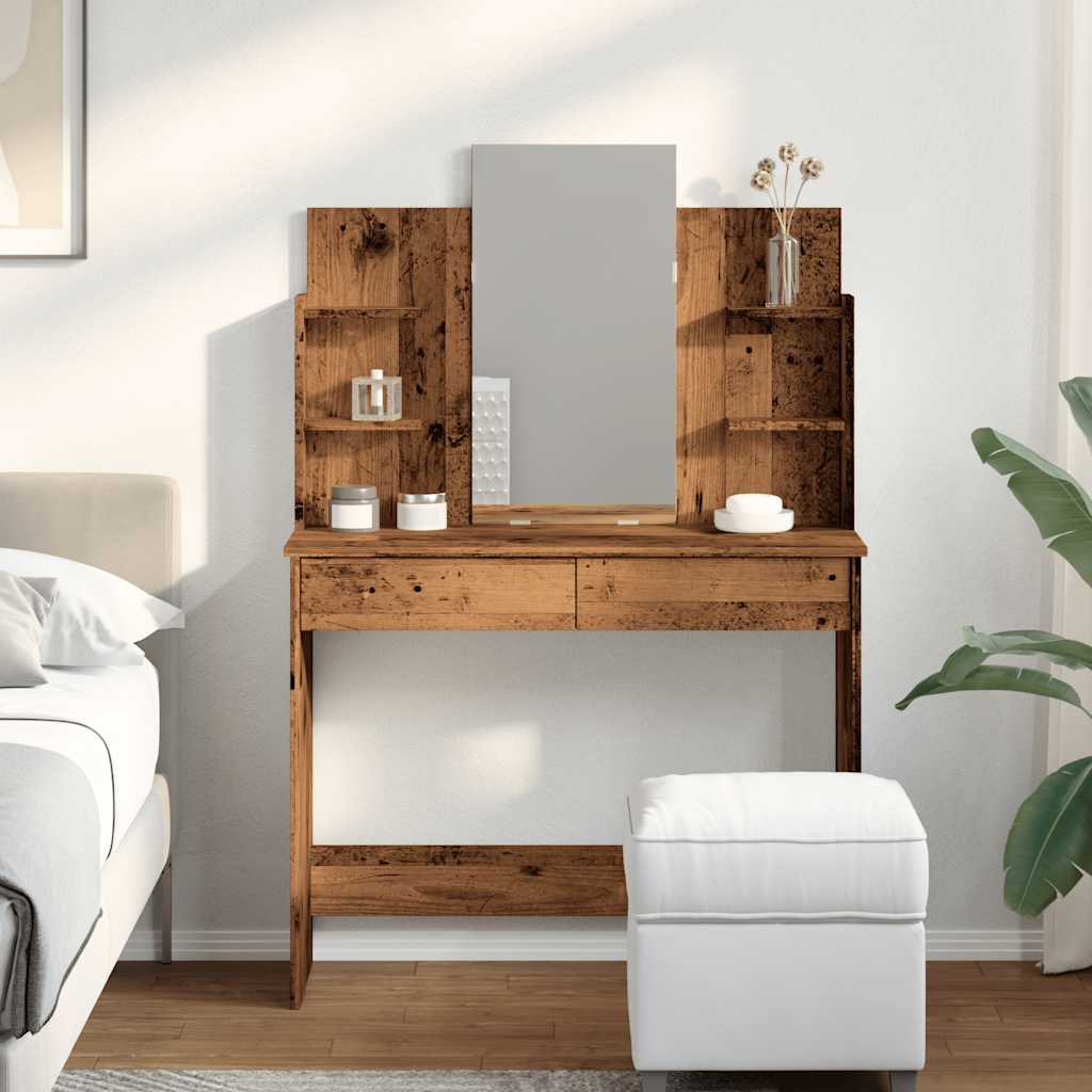 Kaptafel met spiegel 96x39x142 cm oud houtkleurig is nu te koop bij PeponiXL, paradijselijk wonen!
