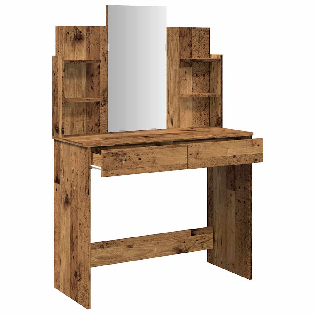 Kaptafel met spiegel 96x39x142 cm oud houtkleurig is nu te koop bij PeponiXL, paradijselijk wonen!