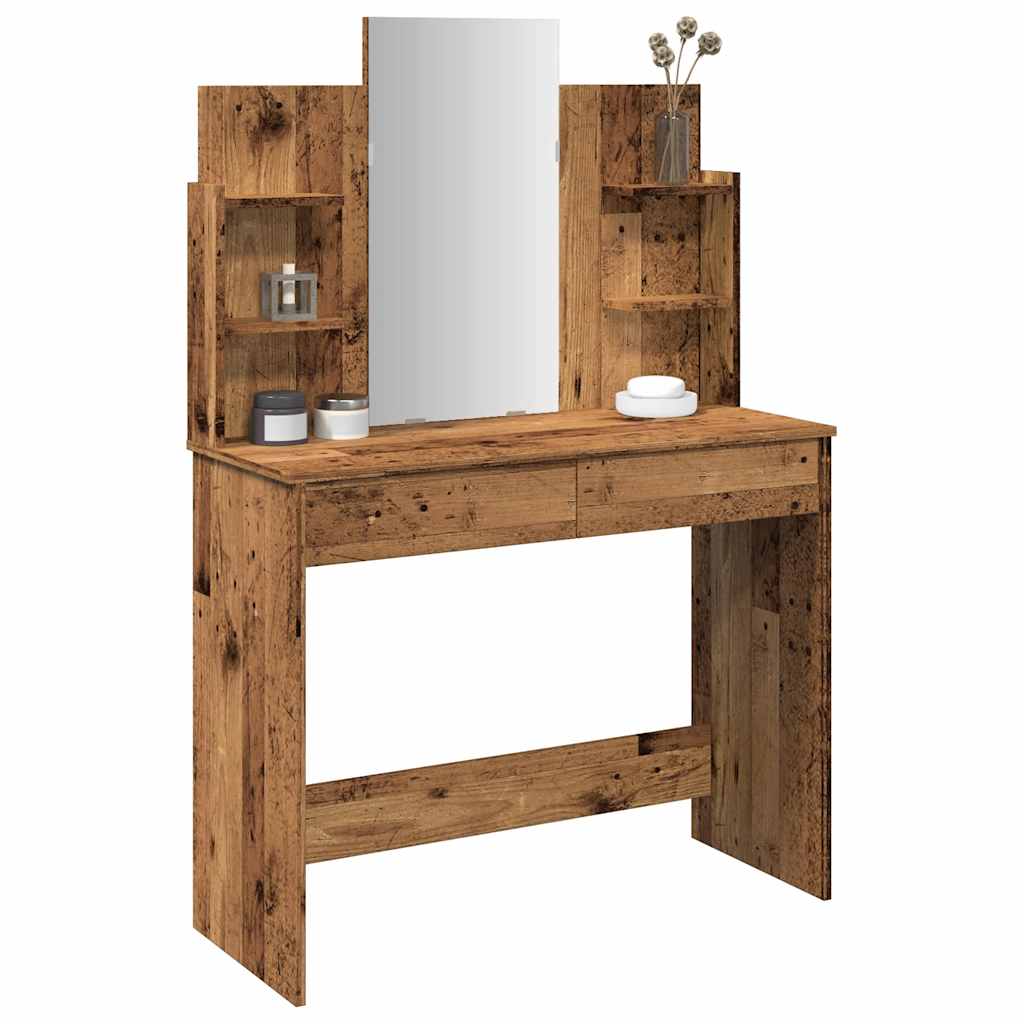 Kaptafel met spiegel 96x39x142 cm oud houtkleurig is nu te koop bij PeponiXL, paradijselijk wonen!
