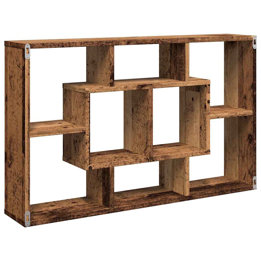 Wandschap 85x16x52,5 cm bewerkt hout oud houtkleurig is nu te koop bij PeponiXL, paradijselijk wonen!