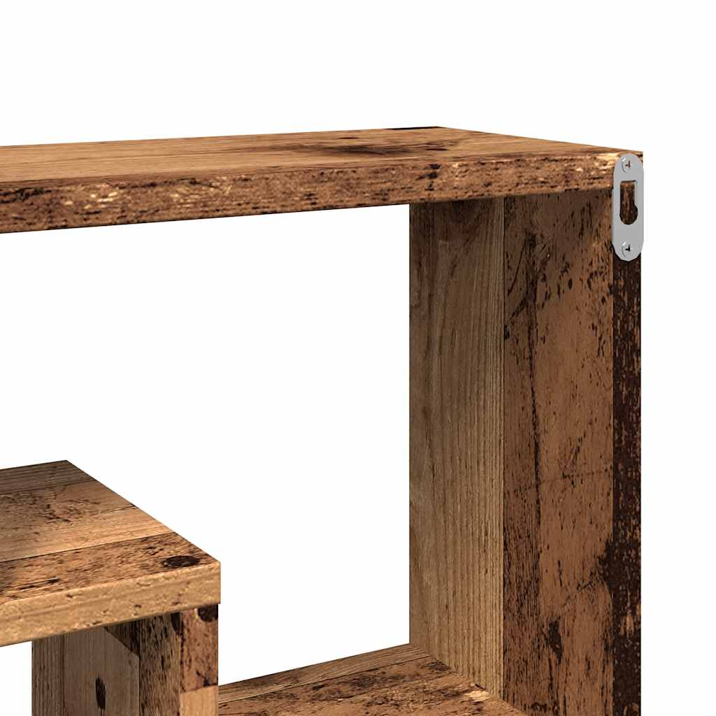 Wandschap 85x16x52,5 cm bewerkt hout oud houtkleurig is nu te koop bij PeponiXL, paradijselijk wonen!