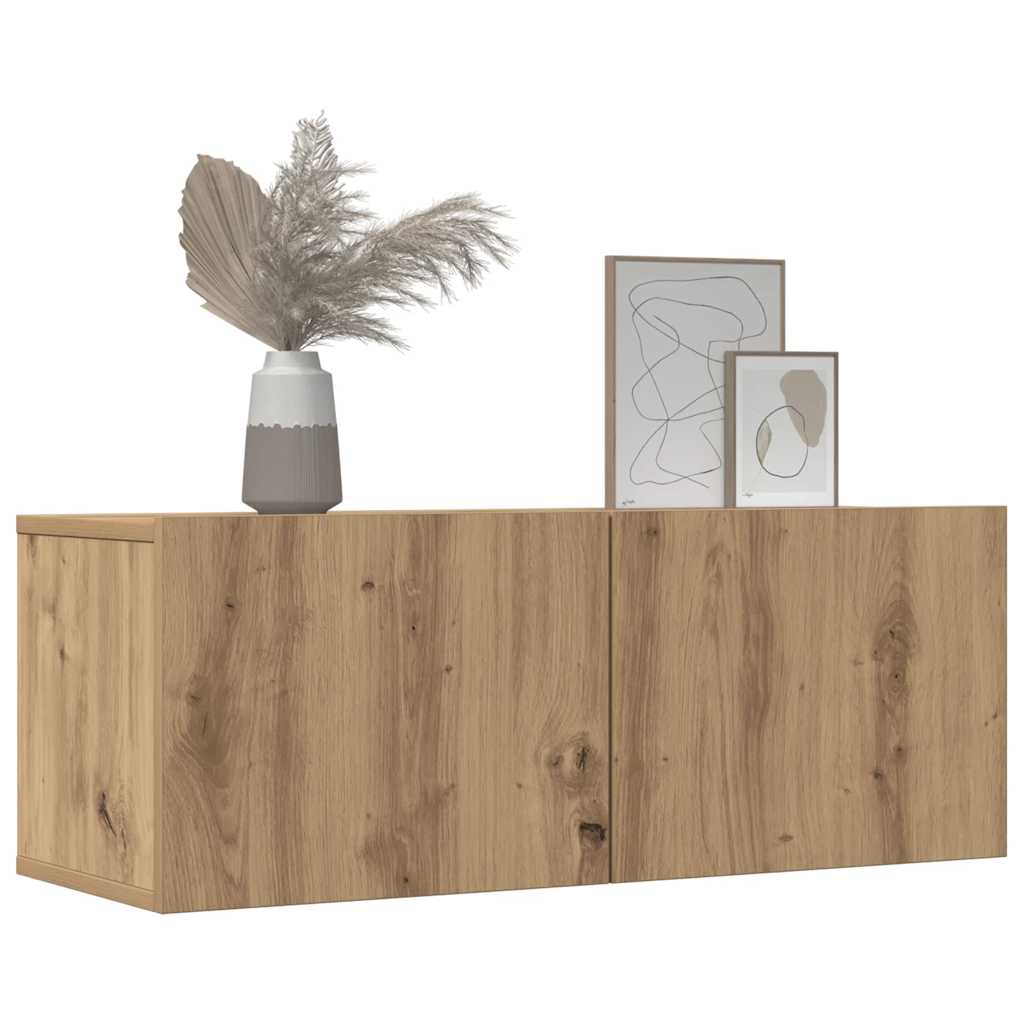 Tv-meubels 2 st wandgemonteerd 80x30x30cm artisanaal eikenkleur is nu te koop bij PeponiXL, paradijselijk wonen!