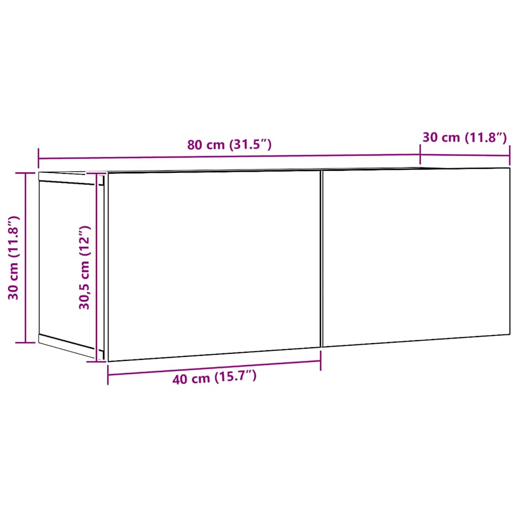 Tv-meubels 2 st wandgemonteerd 80x30x30cm artisanaal eikenkleur is nu te koop bij PeponiXL, paradijselijk wonen!