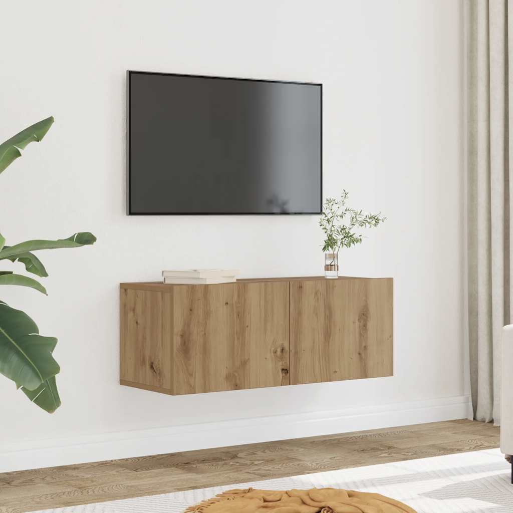 Tv-meubels 2 st wandgemonteerd 80x30x30cm artisanaal eikenkleur is nu te koop bij PeponiXL, paradijselijk wonen!