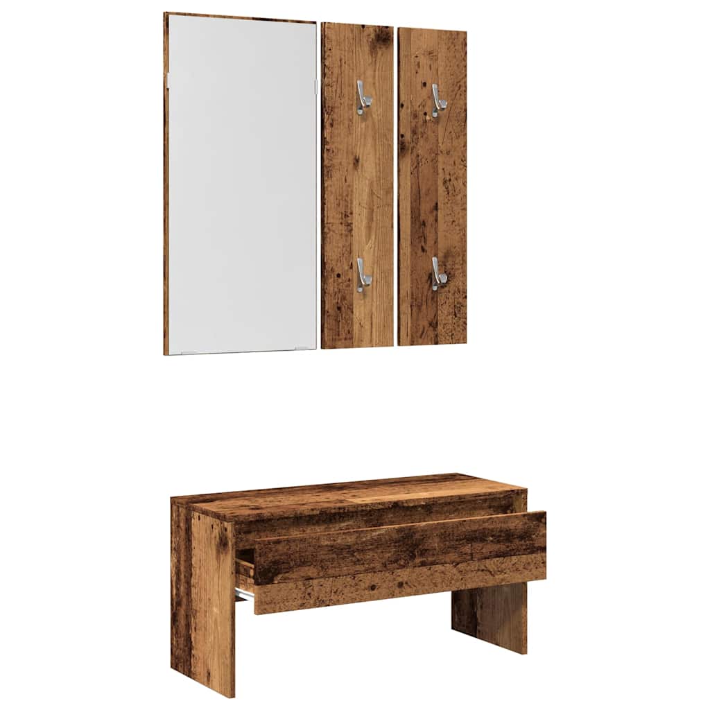 Halmeubelset bewerkt hout oud houtkleurig is nu te koop bij PeponiXL, paradijselijk wonen!