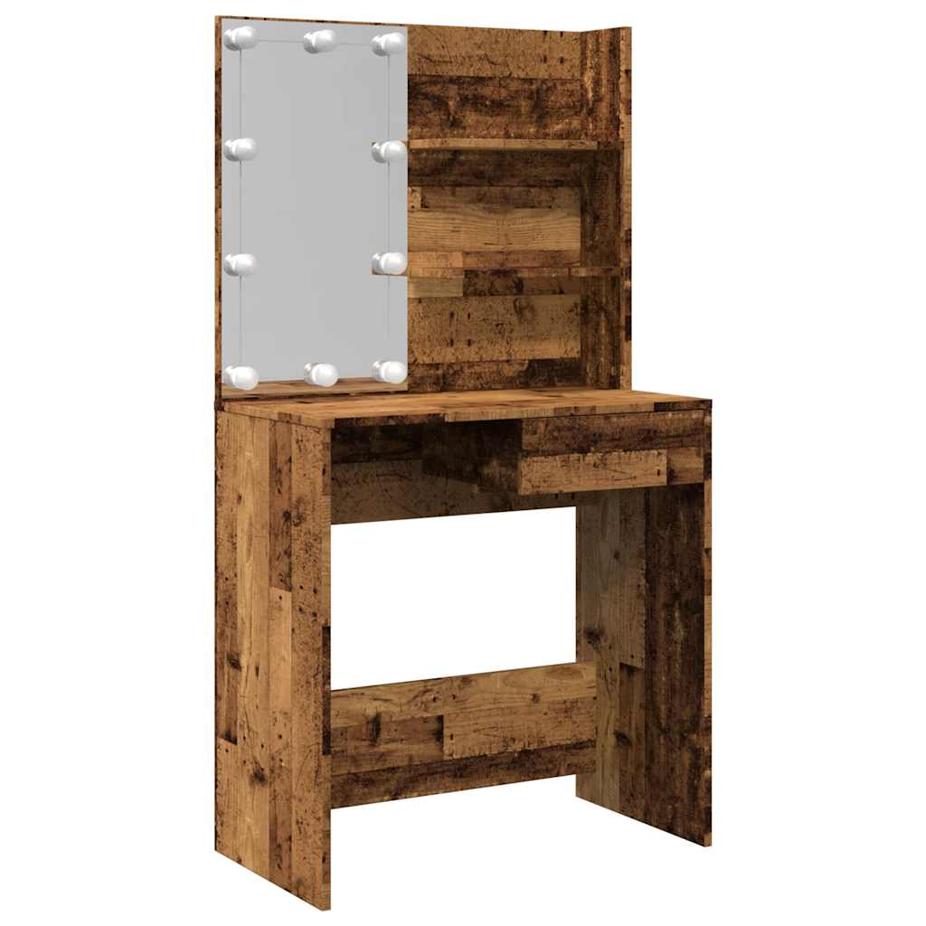 Kaptafel met LED-verlichting 74,5x40x141 cm oud houtkleurig is nu te koop bij PeponiXL, paradijselijk wonen!