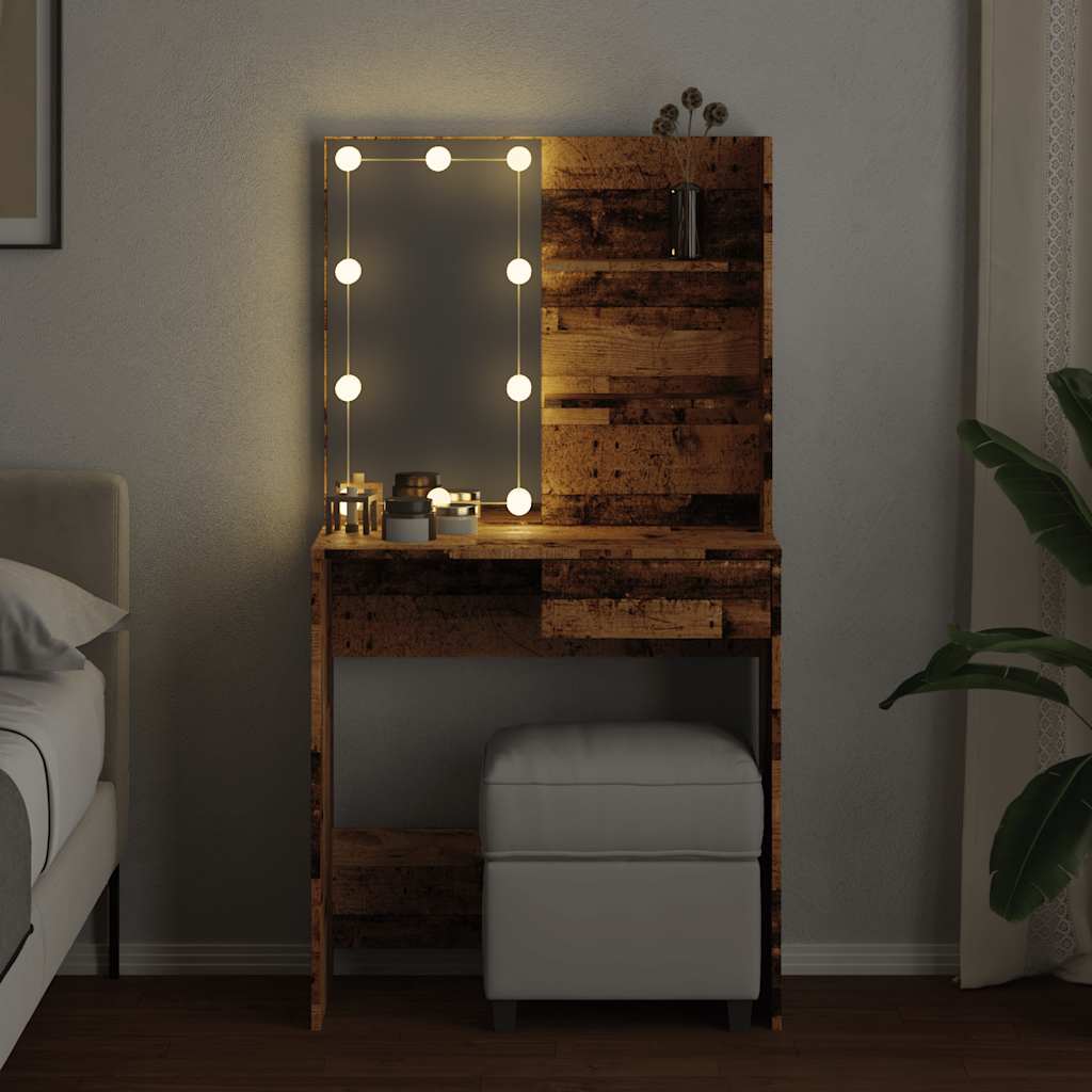 Kaptafel met LED-verlichting 74,5x40x141 cm oud houtkleurig is nu te koop bij PeponiXL, paradijselijk wonen!