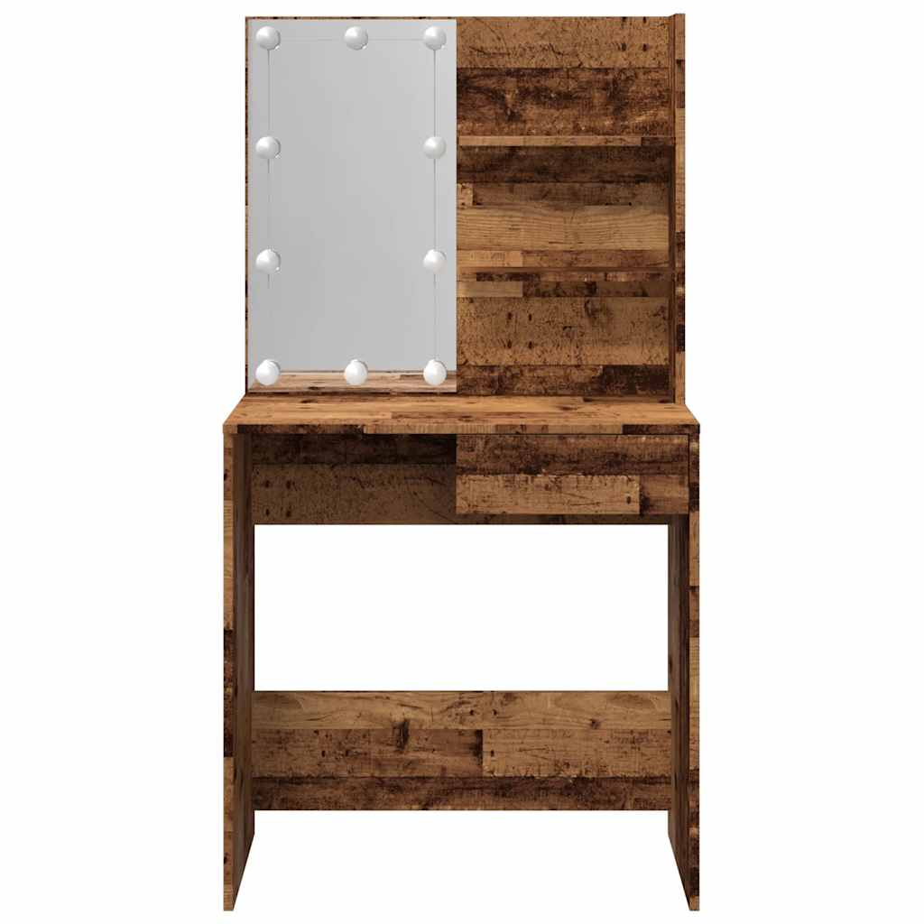 Kaptafel met LED-verlichting 74,5x40x141 cm oud houtkleurig is nu te koop bij PeponiXL, paradijselijk wonen!