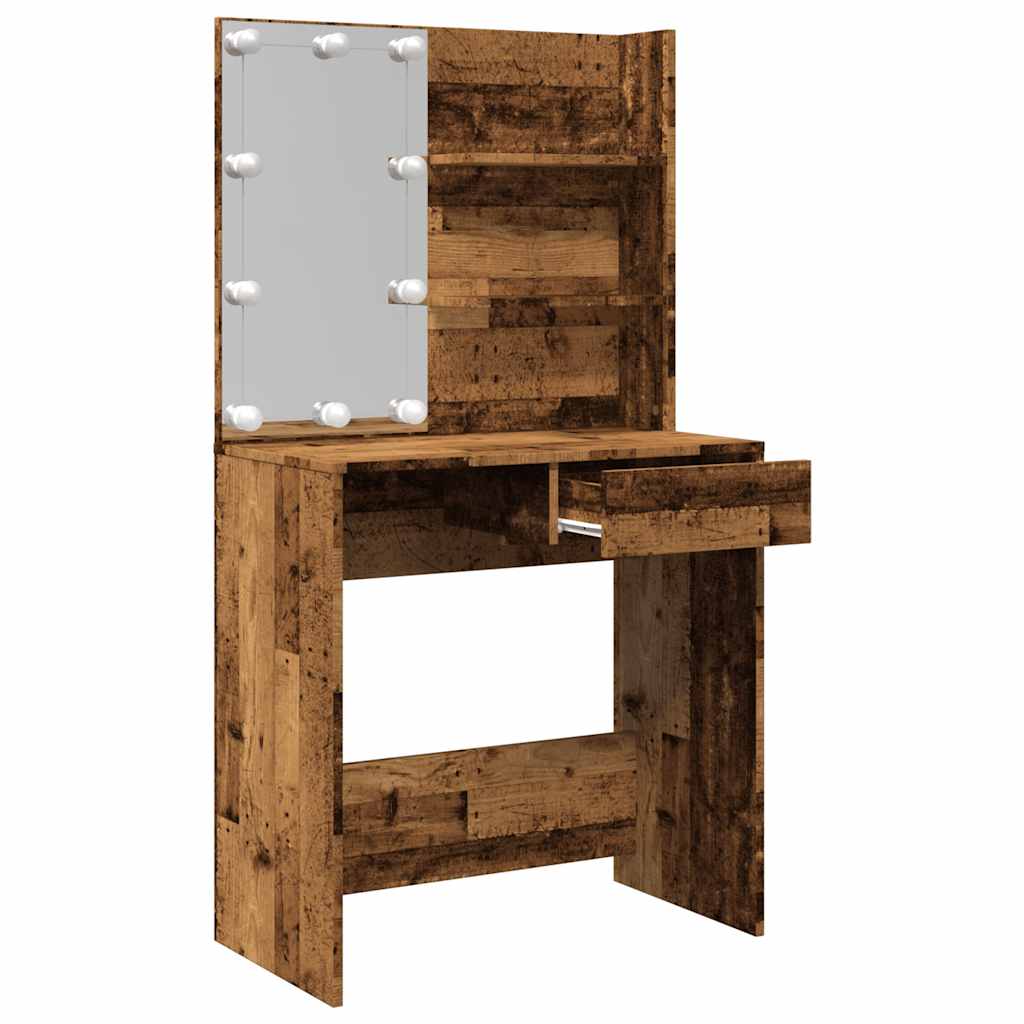 Kaptafel met LED-verlichting 74,5x40x141 cm oud houtkleurig is nu te koop bij PeponiXL, paradijselijk wonen!