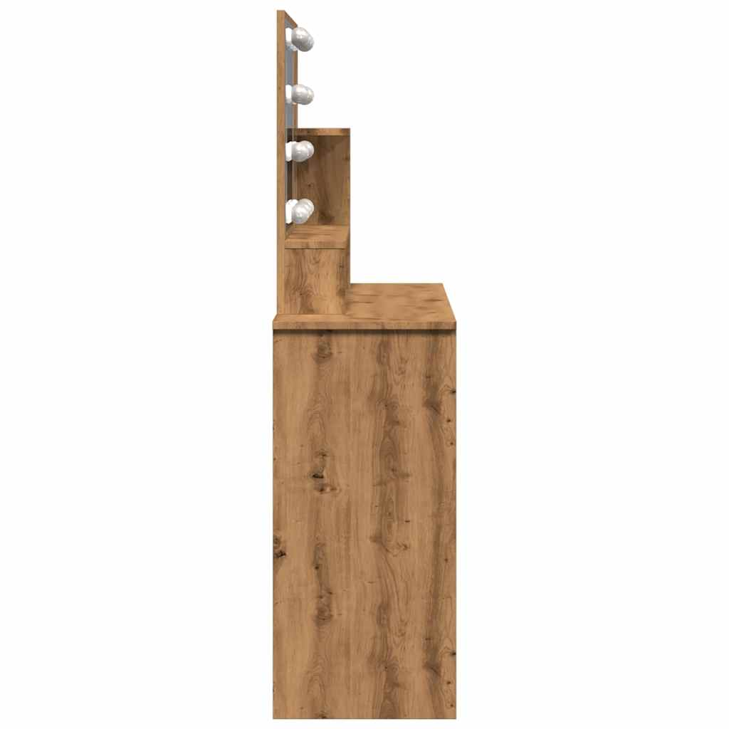 Kaptafel met LED-verlichting 86,5x35x136 cm artisanaal eiken is nu te koop bij PeponiXL, paradijselijk wonen!