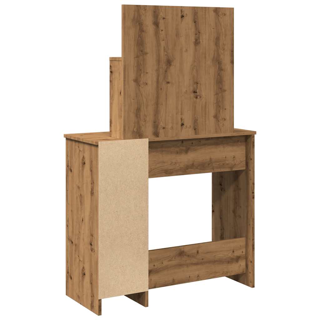 Kaptafel met LED-verlichting 86,5x35x136 cm artisanaal eiken is nu te koop bij PeponiXL, paradijselijk wonen!