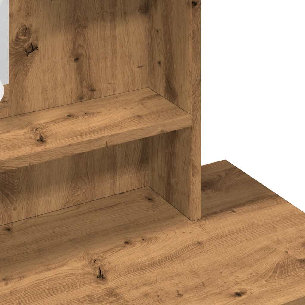 Kaptafel met LED-verlichting 86,5x35x136 cm artisanaal eiken is nu te koop bij PeponiXL, paradijselijk wonen!