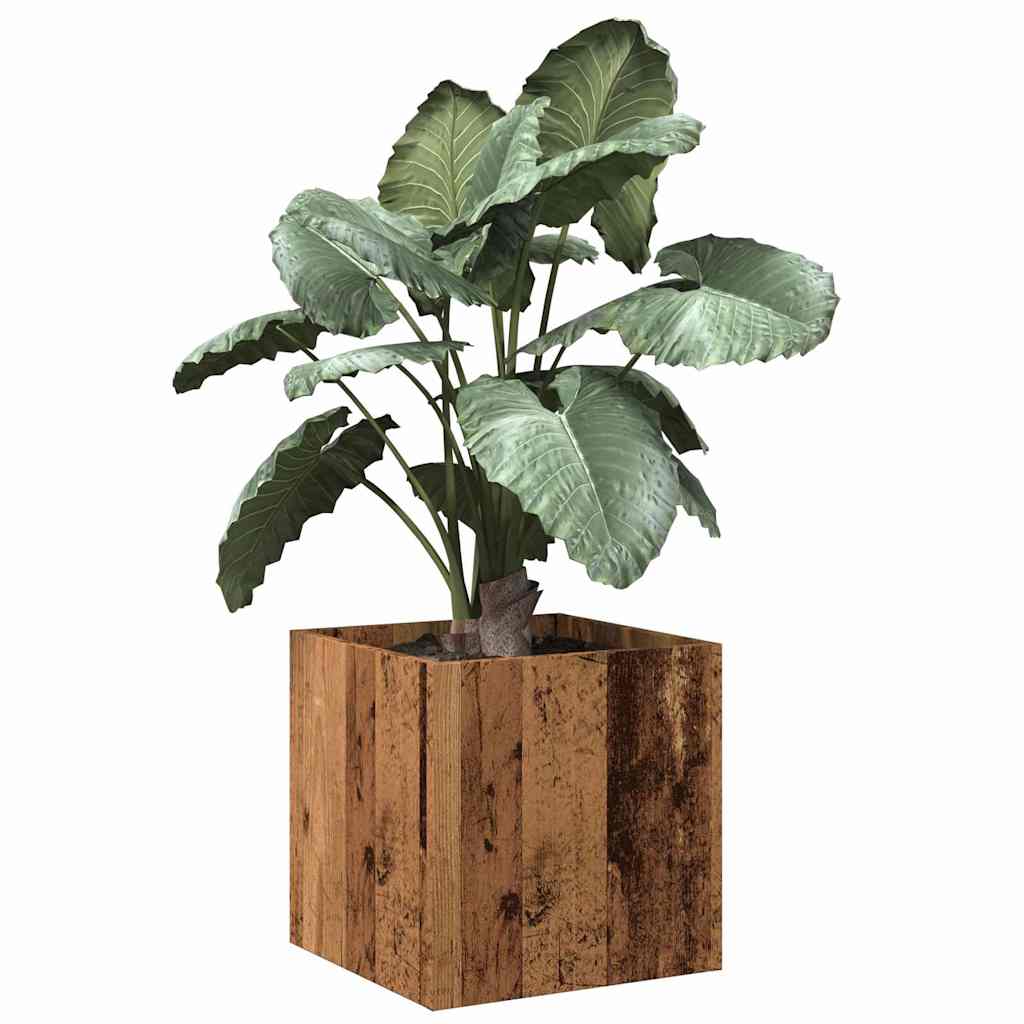 Plantenbak 40x40x40 cm bewerkt hout oud houtkleurig is nu te koop bij PeponiXL, paradijselijk wonen!