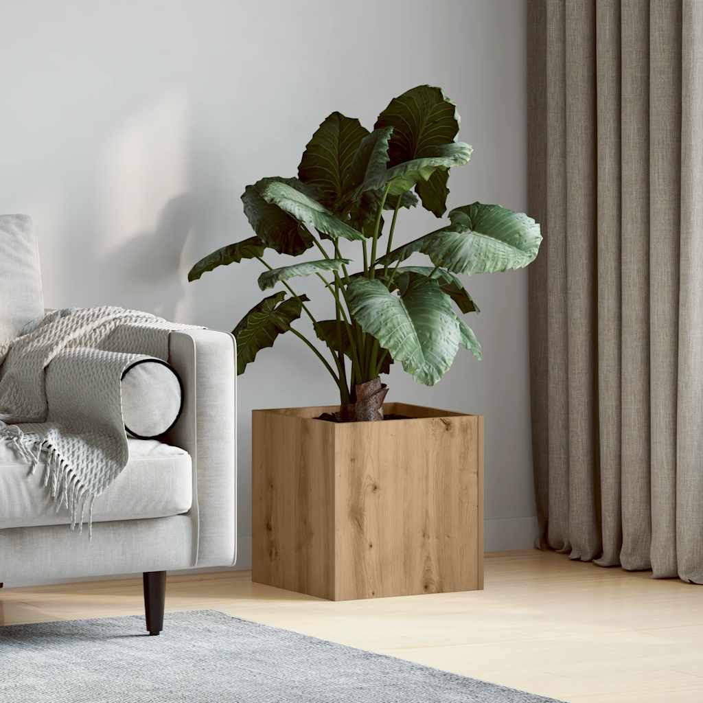 Plantenbak 40x40x40 cm bewerkt hout artisanaal eikenkleur is nu te koop bij PeponiXL, paradijselijk wonen!