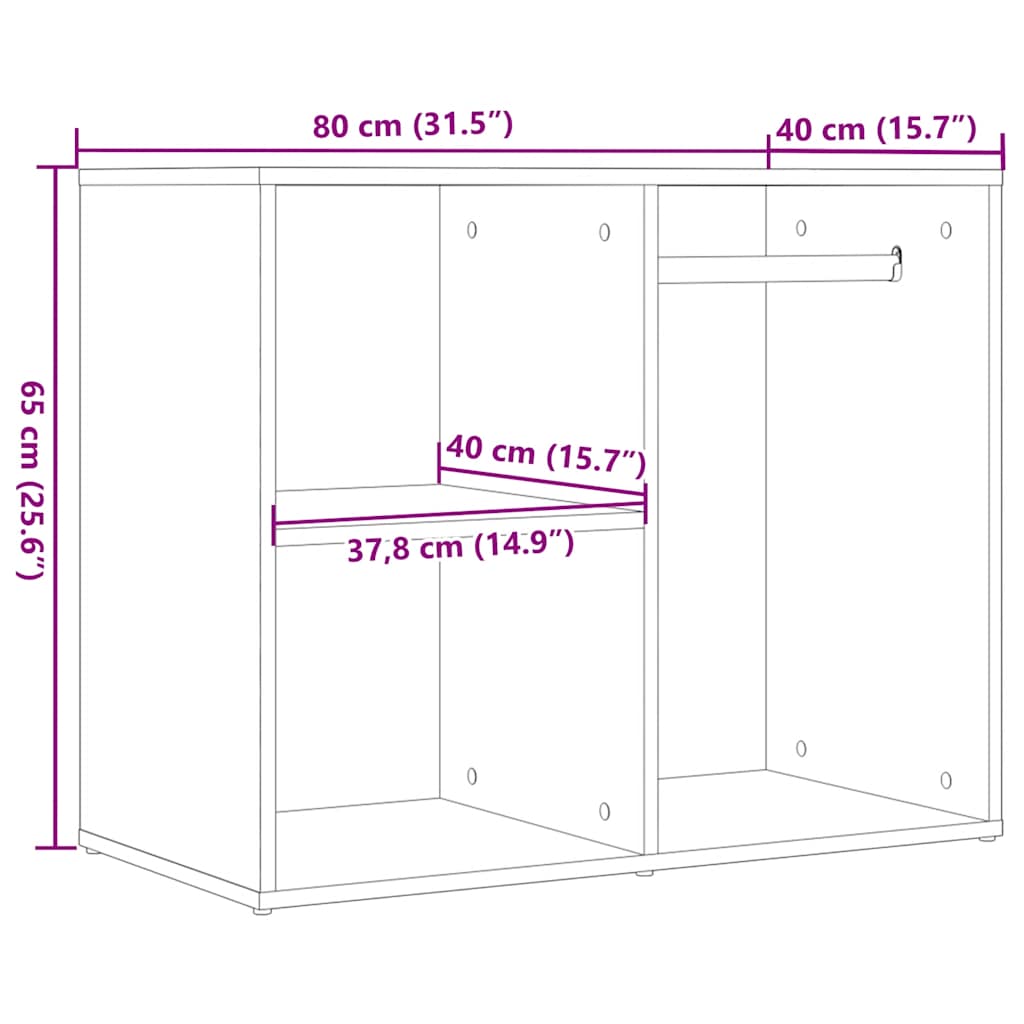 Kledingkast 80x40x65 cm bewerkt hout oud houtkleurig is nu te koop bij PeponiXL, paradijselijk wonen!