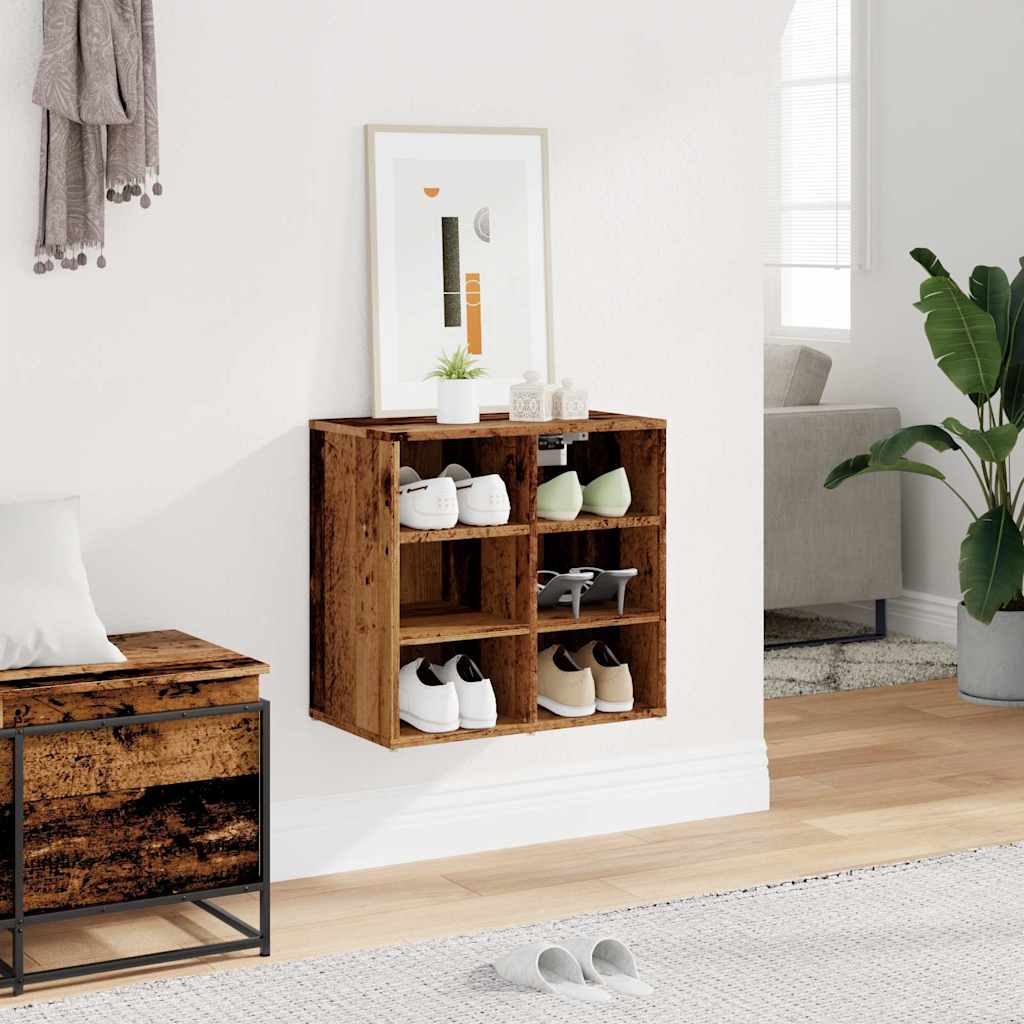 Schoenenkast 52x30x50 cm oud houtkleurig is nu te koop bij PeponiXL, paradijselijk wonen!