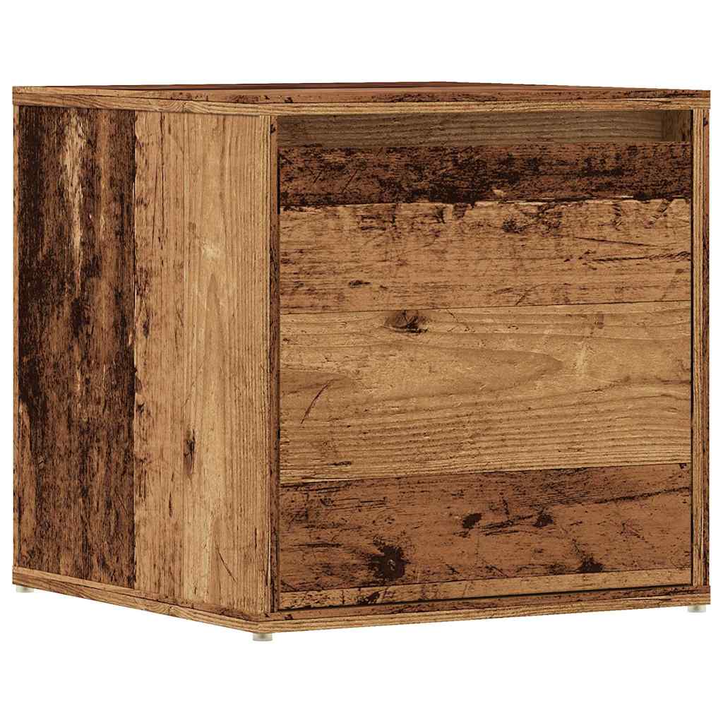 Opbergbox met lade 40,5x40x40 cm bewerkt hout oud houtkleurig is nu te koop bij PeponiXL, paradijselijk wonen!