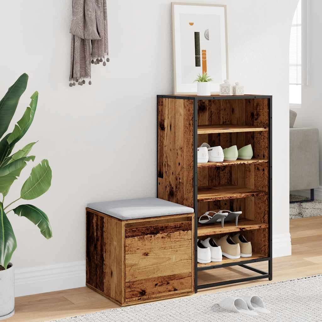 Opbergbox met lade 40,5x40x40 cm bewerkt hout oud houtkleurig is nu te koop bij PeponiXL, paradijselijk wonen!