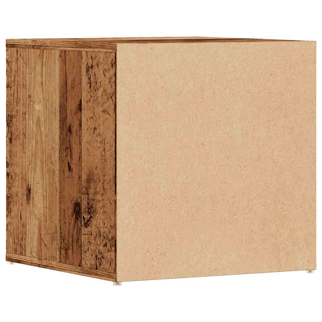 Opbergbox met lade 40,5x40x40 cm bewerkt hout oud houtkleurig is nu te koop bij PeponiXL, paradijselijk wonen!