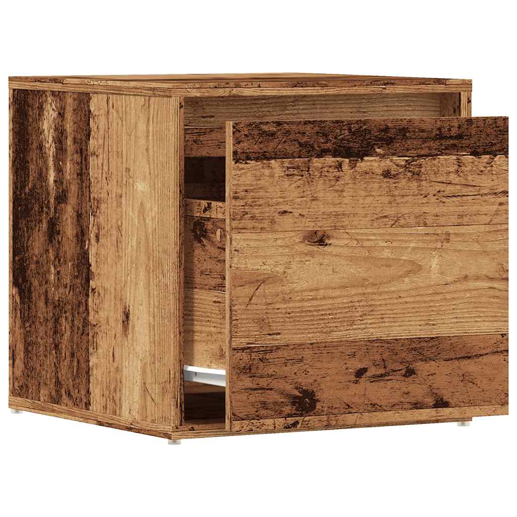 Opbergbox met lade 40,5x40x40 cm bewerkt hout oud houtkleurig is nu te koop bij PeponiXL, paradijselijk wonen!