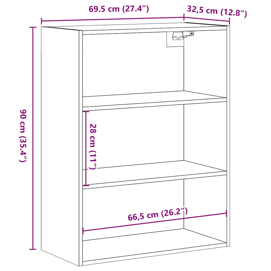 Bovenkast 69,5x32,5x90 cm oud houtkleurig is nu te koop bij PeponiXL, paradijselijk wonen!