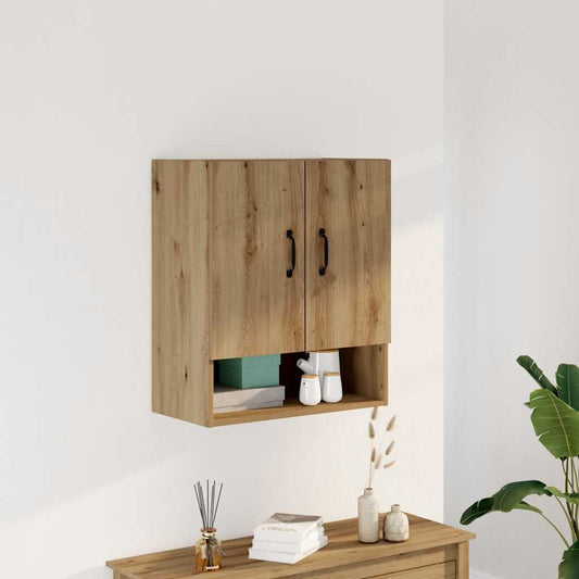 Wandkast 60x31x70 cm bewerkt hout artisanaal eikenkleur is nu te koop bij PeponiXL, paradijselijk wonen!