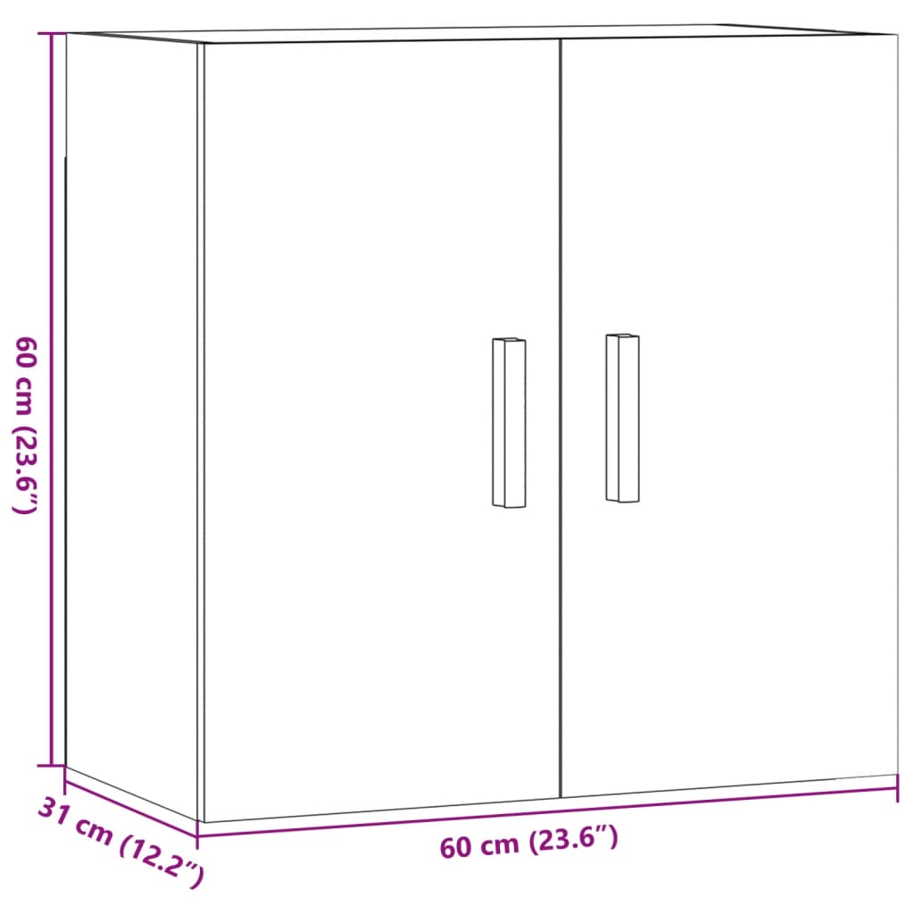Wandkast 60x31x60 cm bewerkt hout oud houtkleurig is nu te koop bij PeponiXL, paradijselijk wonen!